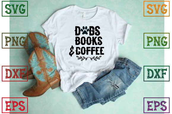 Dogs Books Coffee Graphics for T-Shirt Designs