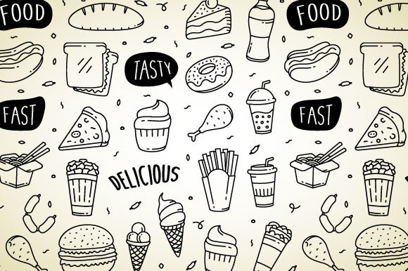 Fast Food Doodle Hand Drawn: Graphics and Illustrations for Creative Selling