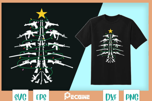 Guns Christmas Tree Xmas Vetaran Idea Graphics