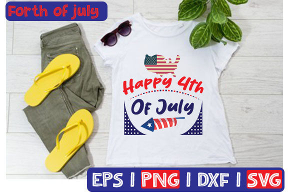 Happy 4th of July Typography Graphics