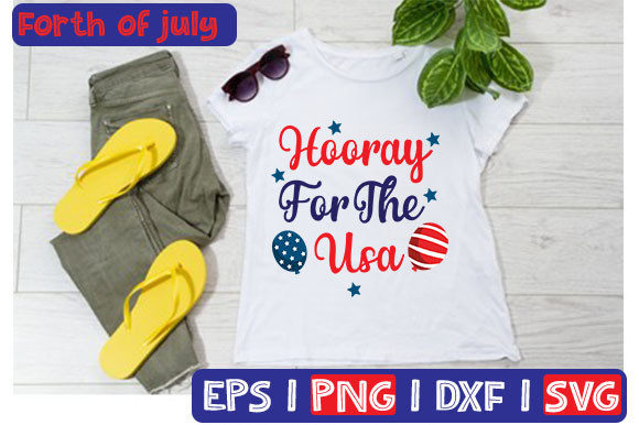 Hooray for the USA Typography: Graphics & T-Shirt Designs