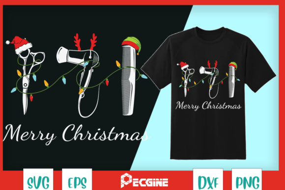 Merry Christmas Hairstylist Barber Tools Graphics