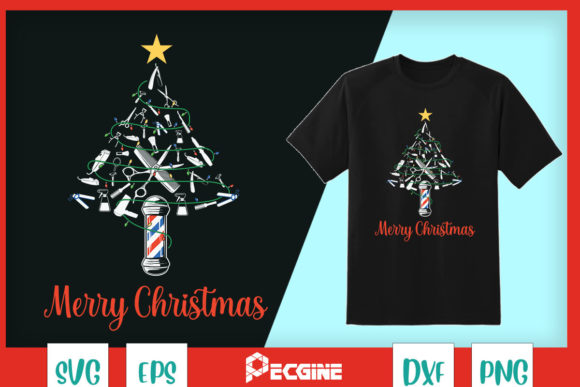 Merry Xmas Hairdresser Xmas Tree Haircut Graphics