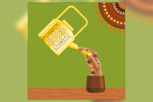 Pouring Masala Chai and Its Ingredients: Graphics for Editorial Use