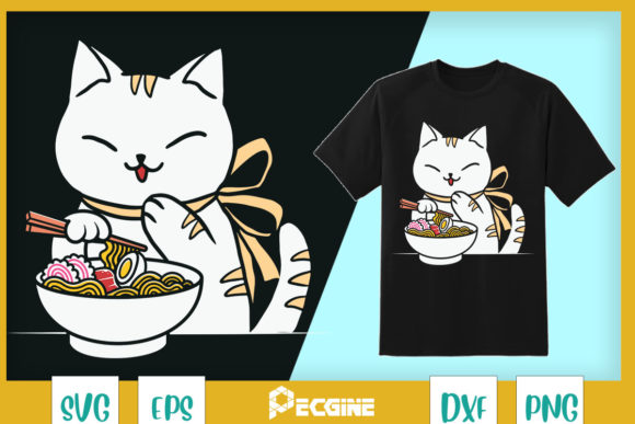 Ramen Cat Kawaii Anime Tee Japanese Graphics